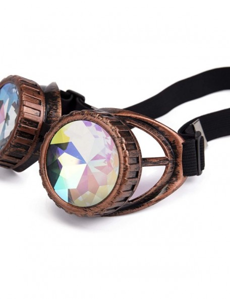 Round Steampunk Goggles Vintage Welding Punk Gothic Glasses Kaleidoscope Glasses - Brass - CV18T2XZZ9A $11.33