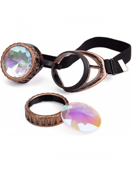 Round Steampunk Goggles Vintage Welding Punk Gothic Glasses Kaleidoscope Glasses - Brass - CV18T2XZZ9A $11.33