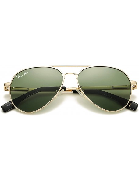Semi-rimless Polarized Aviator Sunglasses for Men and Women 100% UV Protection - 58mm - Gold Frame/G15 Green Lens - C0193UWHM...
