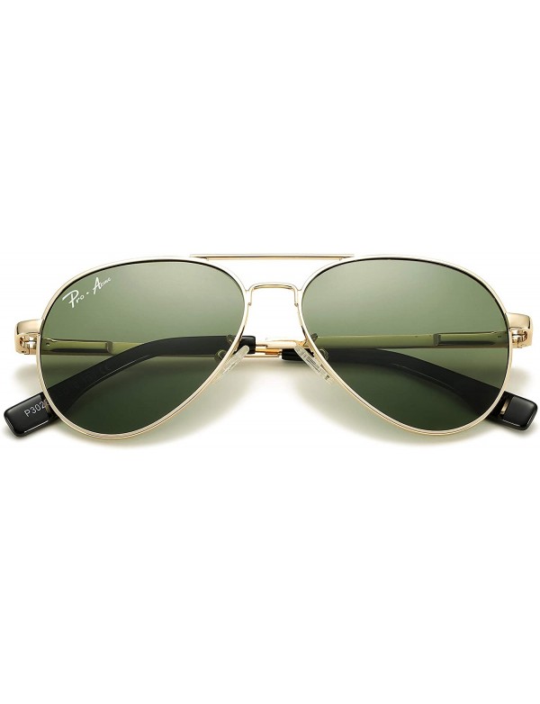 Semi-rimless Polarized Aviator Sunglasses for Men and Women 100% UV Protection - 58mm - Gold Frame/G15 Green Lens - C0193UWHM...