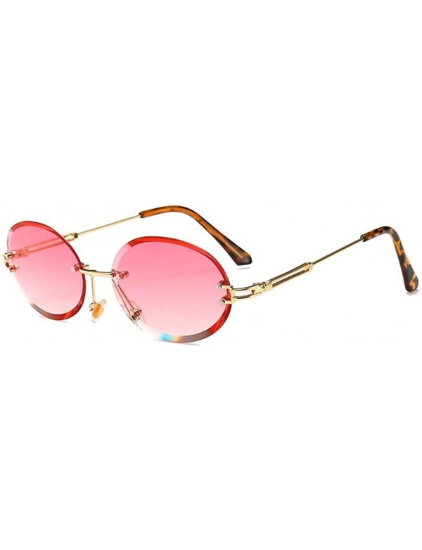 Oval Oval Trimming Sunglasses for Women Rimless Gradient Shades UV400 - C3 - CR1900MMN5W $12.60