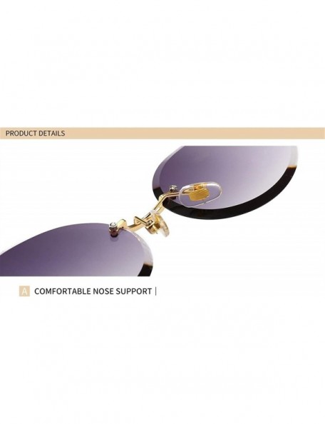 Oval Oval Trimming Sunglasses for Women Rimless Gradient Shades UV400 - C3 - CR1900MMN5W $12.60