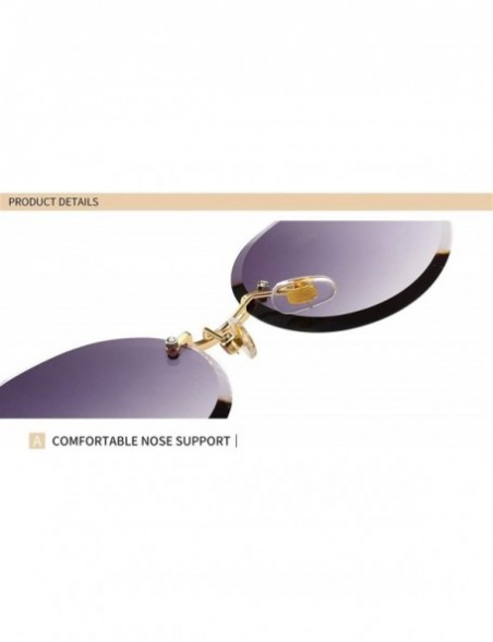 Oval Oval Trimming Sunglasses for Women Rimless Gradient Shades UV400 - C3 - CR1900MMN5W $12.60