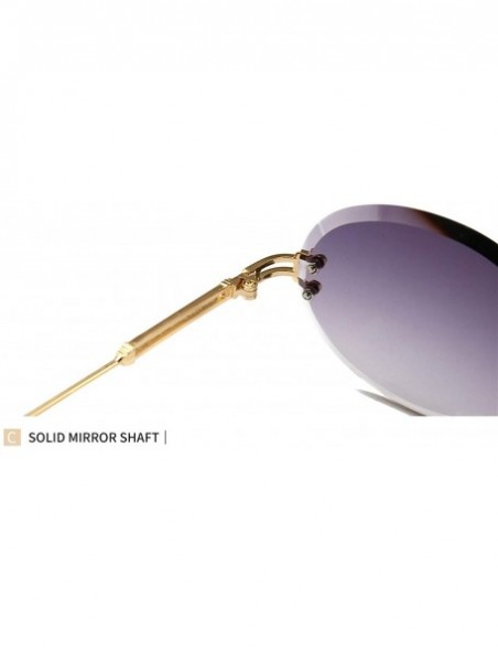 Oval Oval Trimming Sunglasses for Women Rimless Gradient Shades UV400 - C3 - CR1900MMN5W $12.60