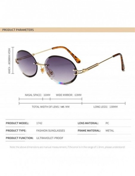 Oval Oval Trimming Sunglasses for Women Rimless Gradient Shades UV400 - C3 - CR1900MMN5W $12.60