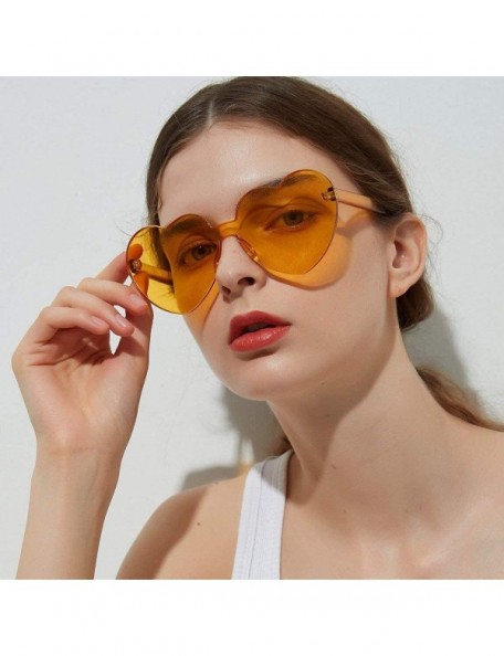 Oversized Heart Oversized Rimless Sunglasses One Piece Heart Shape Eyewear Colored Sunglasses for Women - Yellow+red - C418O2...