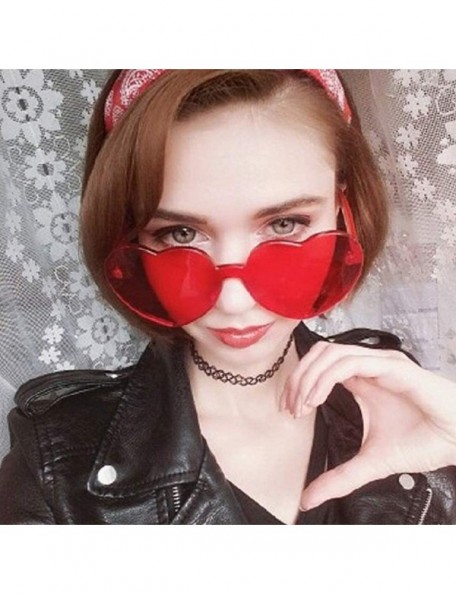 Oversized Heart Oversized Rimless Sunglasses One Piece Heart Shape Eyewear Colored Sunglasses for Women - Yellow+red - C418O2...