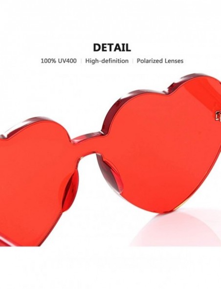 Oversized Heart Oversized Rimless Sunglasses One Piece Heart Shape Eyewear Colored Sunglasses for Women - Yellow+red - C418O2...