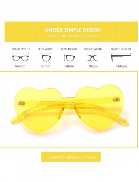 Oversized Heart Oversized Rimless Sunglasses One Piece Heart Shape Eyewear Colored Sunglasses for Women - Yellow+red - C418O2...