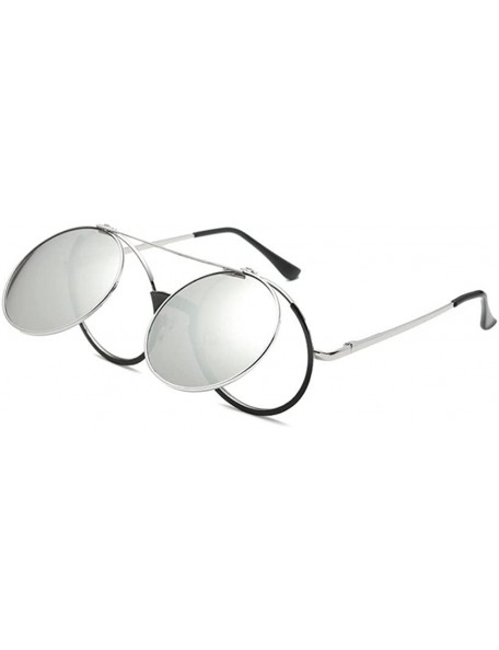 Oversized Retro Flip Up Round Steampunk Sunglasses Circle Lens Metal Frame - C1 - CZ18CID8L53 $38.01