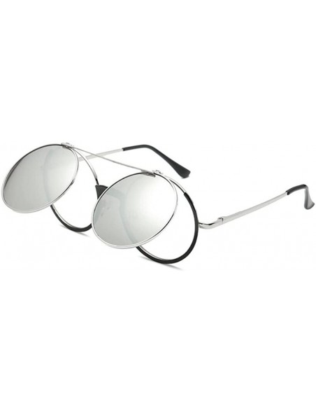 Oversized Retro Flip Up Round Steampunk Sunglasses Circle Lens Metal Frame - C1 - CZ18CID8L53 $17.70