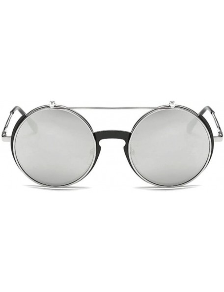 Oversized Retro Flip Up Round Steampunk Sunglasses Circle Lens Metal Frame - C1 - CZ18CID8L53 $17.70