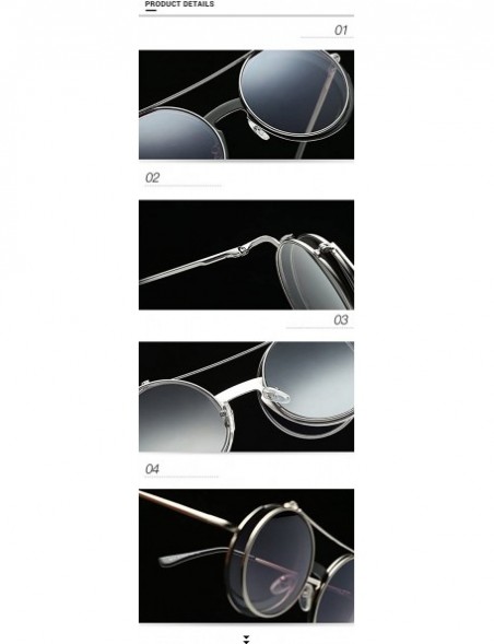 Oversized Retro Flip Up Round Steampunk Sunglasses Circle Lens Metal Frame - C1 - CZ18CID8L53 $17.70