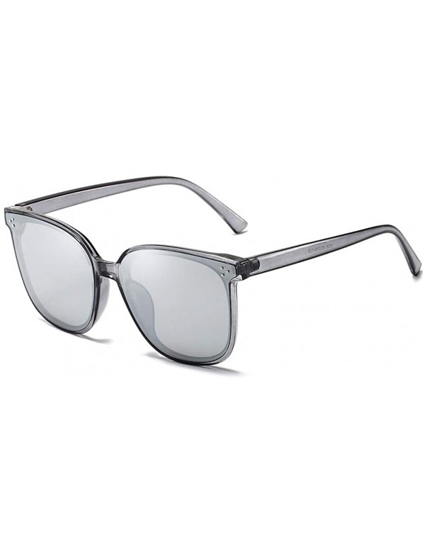 Oval Unisex Sunglasses Retro Black Grey Drive Holiday Oval Non-Polarized UV400 - Silver - CG18R09X9NS $8.25