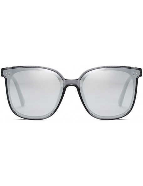 Oval Unisex Sunglasses Retro Black Grey Drive Holiday Oval Non-Polarized UV400 - Silver - CG18R09X9NS $8.25