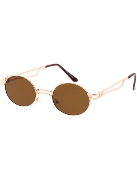 Round Retro Fashion Wired Frame Round Lens R73 Sunglasses - Brown - CD18ASX4GSM $14.00