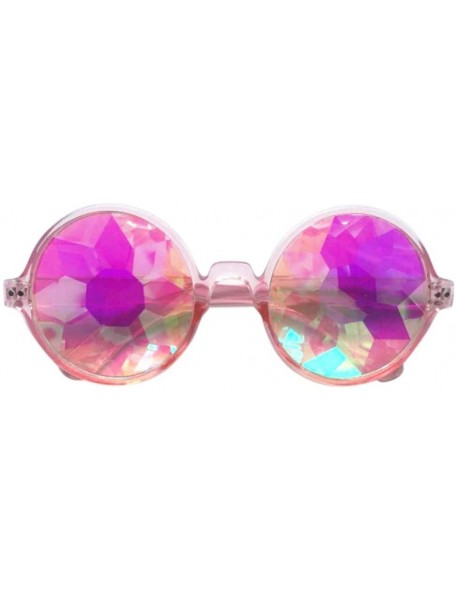 Goggle Retro Round Kaleidoscope Sunglasses Fashion Unique Cosplay Goggles Pink - Pink - CH196QQQSN3 $9.68