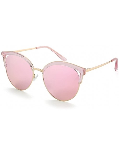 Oversized Vintage Cateye Sunglasses for Women Polarized Oversized Cat Eye Mirror Driving Glasses Designer - Pink - CV1809NDUA...