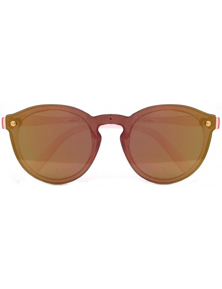 Rimless Polarized Rimless One Piece Round Mirrored Sunglasses P4166 - Pink - C418OK5LZXI $9.88