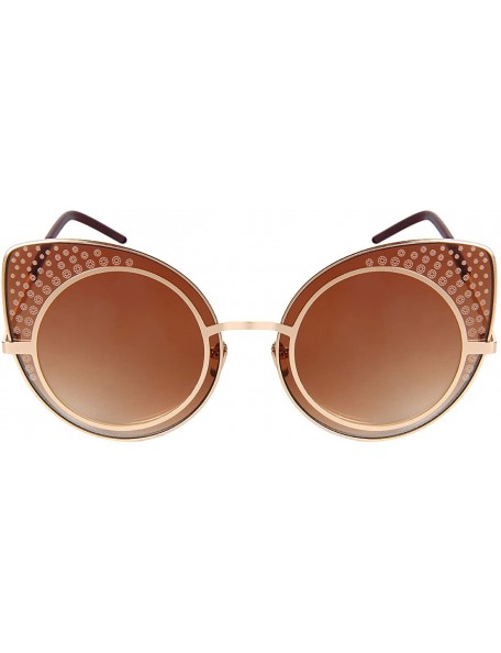 Oversized Oversized Patterned Cat Eye Sunnies w/Flat Lens 3141-FLREV - Rose Gold - CM183QD3LDC $8.62