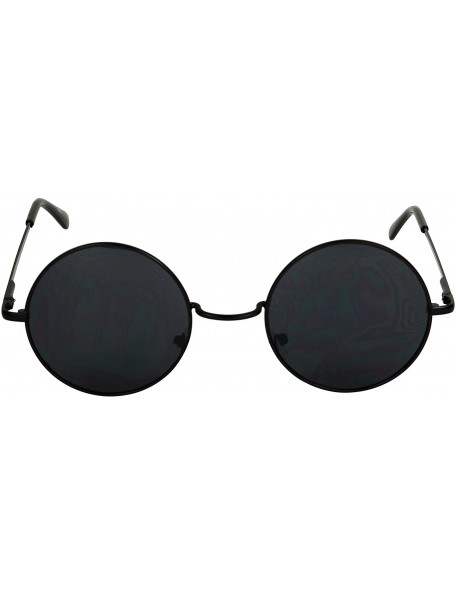 Cat Eye Retro John Lennon Style Sunglasses Round Colorful Tint Groovy Hippie Wire Shades - Black - CG188I3SEU6 $9.06