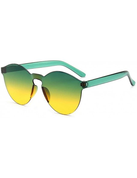 Round Unisex Fashion Candy Colors Round Outdoor Sunglasses - Green Yellow - CR199AOC26D $18.95