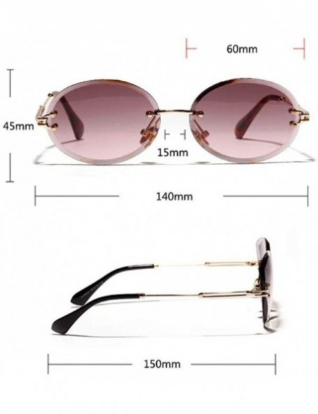 Rimless Rimless Sunglasses Fashion Trend Hot Pop Unisex Protection Eyewear Metal Legs Oval Shape Sun Glasses - 3 - CS18TZKT9D...