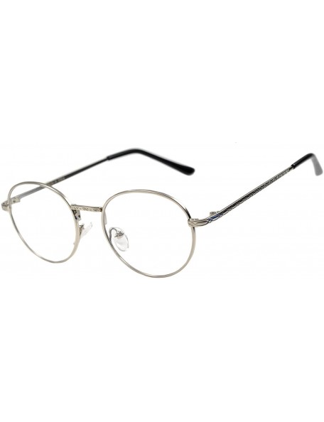 Round Women's Men's Round Clear Lens Glasses Metal Premium - 070_silver - CV1875I5LEN $9.97