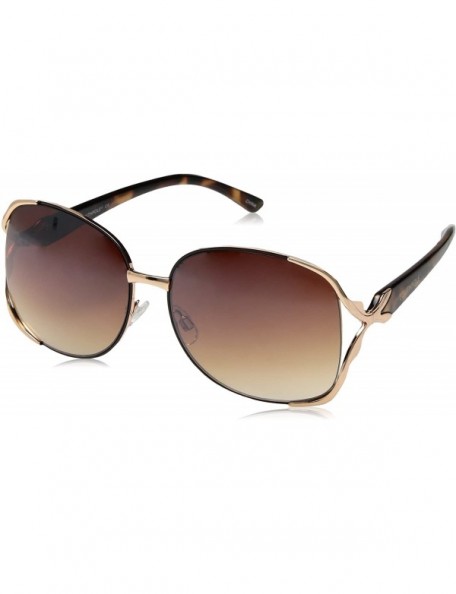 Rectangular Women's 453SP Rectangular Vented Sunglassess with 100% UV Protection - 58 mm - Rose Gold/ Brown - CS180Z3X9GH $24.26