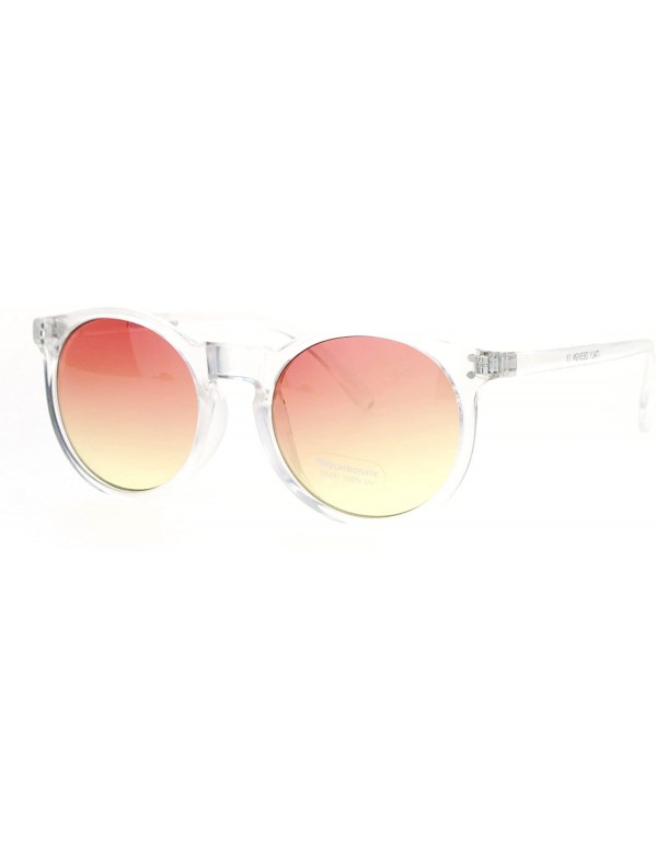 Round Clear Frame Oceanic Color Lens Plastic Keyhole Sunglasses - Red Yellow - CX12DST6I57 $8.99