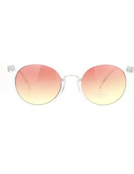 Round Clear Frame Oceanic Color Lens Plastic Keyhole Sunglasses - Red Yellow - CX12DST6I57 $8.99
