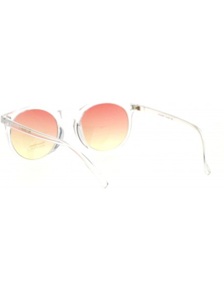 Round Clear Frame Oceanic Color Lens Plastic Keyhole Sunglasses - Red Yellow - CX12DST6I57 $8.99