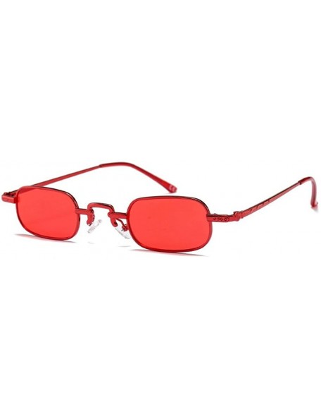 Rectangular punk Small Chic Rectangular Sunglasses 2018 Metal Frame Summer Stylish UV400 - Red - CL18DLNUD0R $15.04