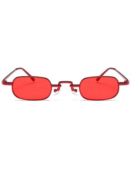 Rectangular punk Small Chic Rectangular Sunglasses 2018 Metal Frame Summer Stylish UV400 - Red - CL18DLNUD0R $15.04