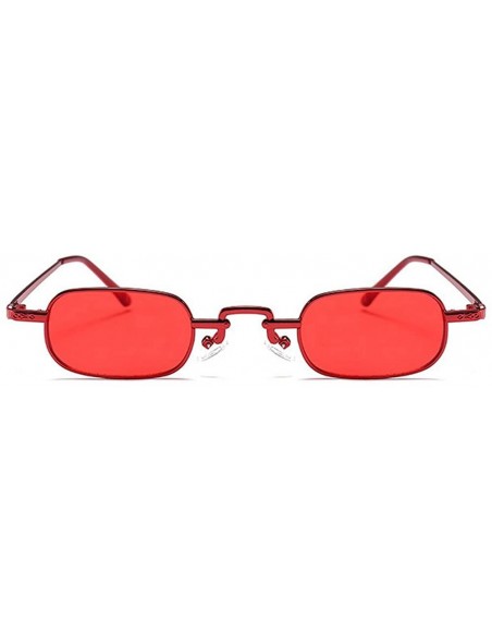 Rectangular punk Small Chic Rectangular Sunglasses 2018 Metal Frame Summer Stylish UV400 - Red - CL18DLNUD0R $15.04