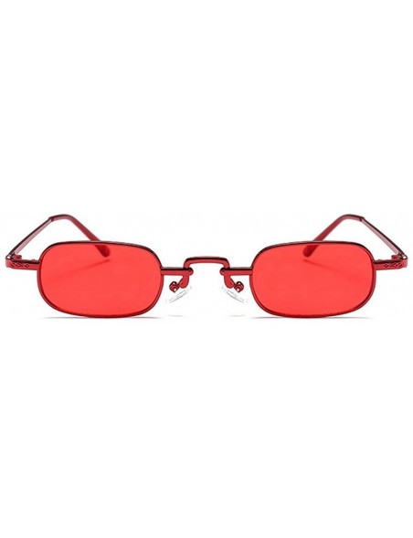 Rectangular punk Small Chic Rectangular Sunglasses 2018 Metal Frame Summer Stylish UV400 - Red - CL18DLNUD0R $15.04