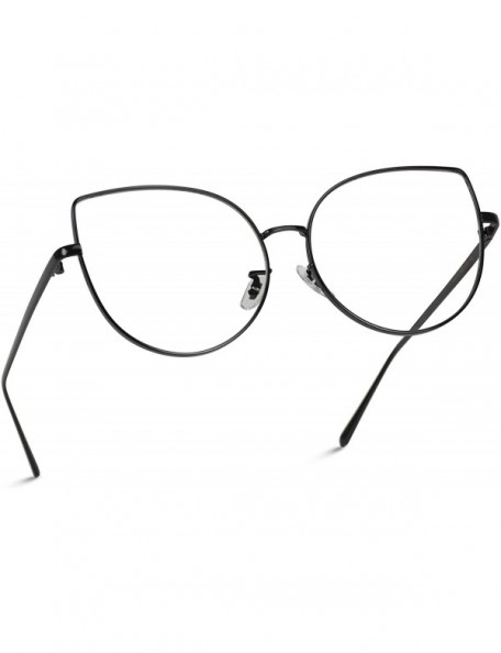 Oversized Clear Thin Frame Oversized Delicate Glasses - Black Frame - CP12NTXOI5V $12.52