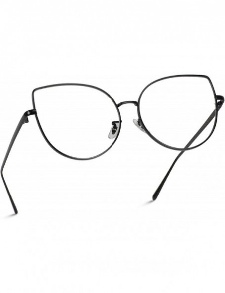 Oversized Clear Thin Frame Oversized Delicate Glasses - Black Frame - CP12NTXOI5V $12.52