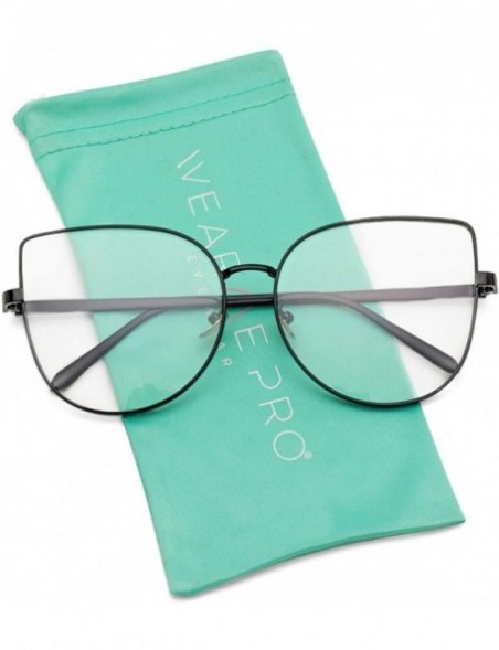 Oversized Clear Thin Frame Oversized Delicate Glasses - Black Frame - CP12NTXOI5V $12.52