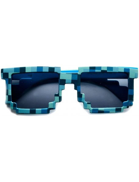 Square Camo Block Sunglasses Pixelated Party Favors - Fits Most Kids and Adults - Blue (12-pack) - CY12JBK8ATN $24.79