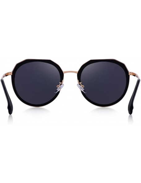 Oval Polarized Sunglasses for Women Ladies Fashion Trending Travel Sun glasses UV400 - Black - CP18RWLN5ZO $19.09