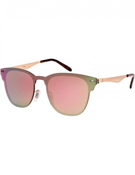 Wayfarer Horn Rimmed Sunglasses w/One Piece Flat Mirrored Lenses 5125-FLREV - Matte Rose Gold Frame/Pink Mirror - C81884T0WYW...