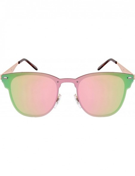 Wayfarer Horn Rimmed Sunglasses w/One Piece Flat Mirrored Lenses 5125-FLREV - Matte Rose Gold Frame/Pink Mirror - C81884T0WYW...