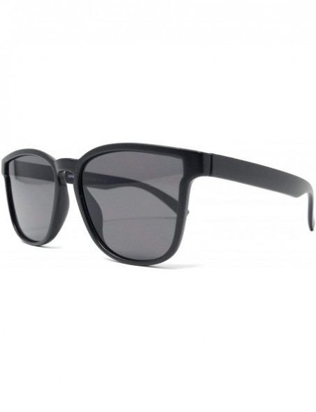 Oversized Retro 90s Hipster Square Horn Rimmed Sunglasses for Women- Unisex- Men UV400 - SM1131 - Matte Black / Grey - C418LK...