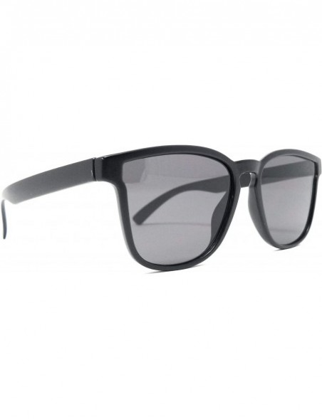 Oversized Retro 90s Hipster Square Horn Rimmed Sunglasses for Women- Unisex- Men UV400 - SM1131 - Matte Black / Grey - C418LK...