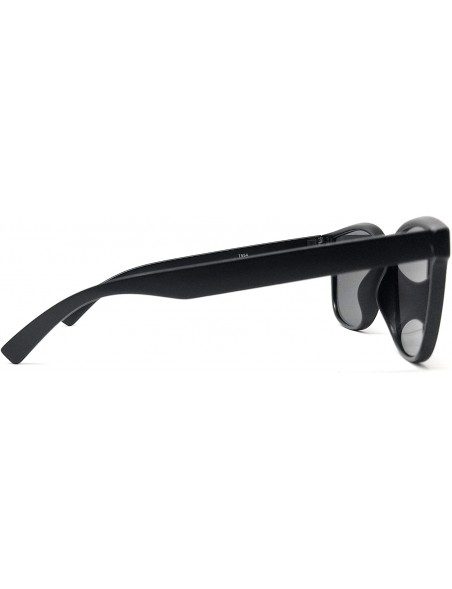 Oversized Retro 90s Hipster Square Horn Rimmed Sunglasses for Women- Unisex- Men UV400 - SM1131 - Matte Black / Grey - C418LK...