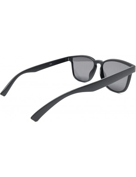 Oversized Retro 90s Hipster Square Horn Rimmed Sunglasses for Women- Unisex- Men UV400 - SM1131 - Matte Black / Grey - C418LK...