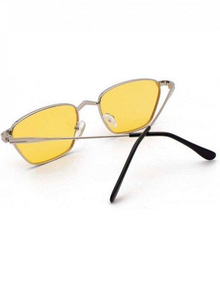 Oversized Square Retro Vintage Nerd Style Sunglasses Colored Small Metal Frame Eyewear for Women Men - Yellow - CP18UC0L6UH $...