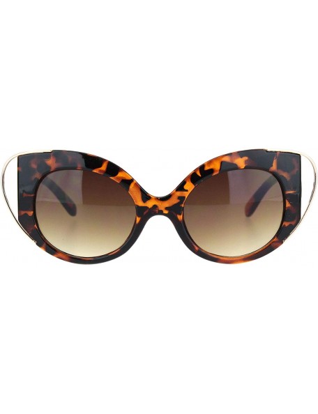 Cat Eye Womens Retro Mod Metal Wire Horn Cat Eye Fashion Sunglasses Tortoise Gold Brown - CR18NEAK9DL $11.70