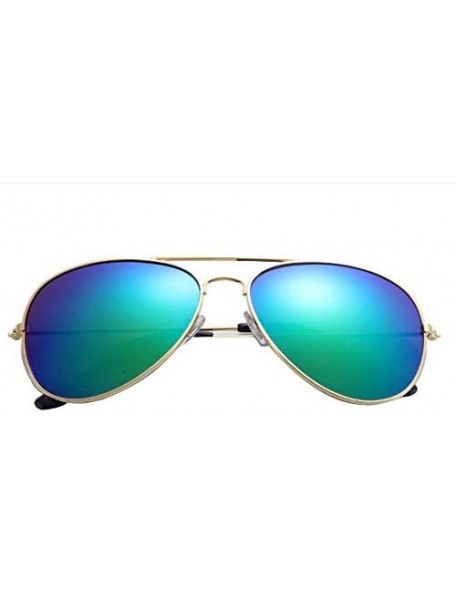 Rectangular Women Men Classic Unisex Retro Sunglasses Metal Frame Aviation Luxury Accessory (Gold Green) - Gold Green - C2195...